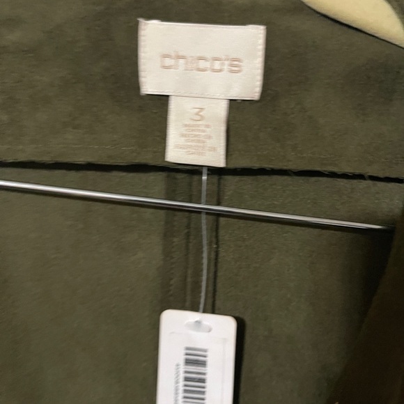 Chic Chicos size 3 green suede full length belted sleeveless vest - Picture 5 of 9